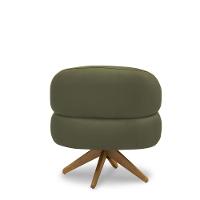 Poltrona Decorativa Katy Sala De Estar Base Giratória Em Madeira Couro Fendi G88 - Gran Belo - 2