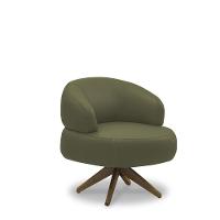 Poltrona Decorativa Katy Sala De Estar Base Giratória Em Madeira Couro Fendi G88 - Gran Belo - 3