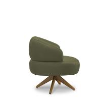 Poltrona Decorativa Katy Sala De Estar Base Giratória Em Madeira Couro Fendi G88 - Gran Belo