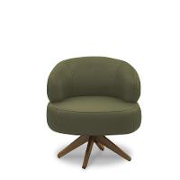 Poltrona Decorativa Katy Sala De Estar Base Giratória Em Madeira Couro Fendi G88 - Gran Belo - 6