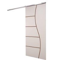 Porta De Correr Branco Prime Frisada Kit Alumínio F07 - 210x110 - 2