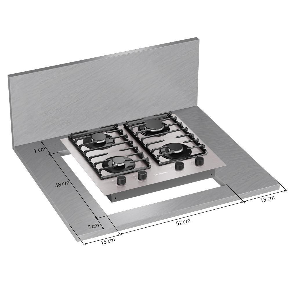 Cooktop Mueller 4 Bocas De Alumínio 59cm Com Grade Dupla MCG4BL Bivolt - 6