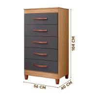 Gaveteiro 5 Gavetas Nature Titanium Emerald Shop Jm