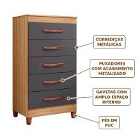Gaveteiro 5 Gavetas Nature Titanium Emerald Shop Jm - 5