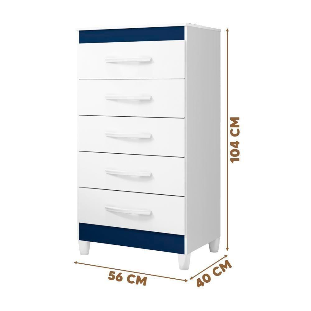 Gaveteiro 5 Gavetas Branco Titanium Quadriflex Emerald Shop Jm - 2