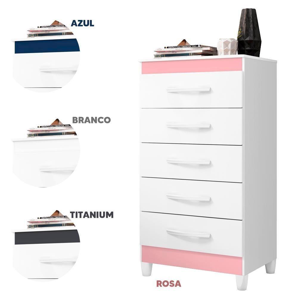 Gaveteiro 5 Gavetas Branco Titanium Quadriflex Emerald Shop Jm - 7