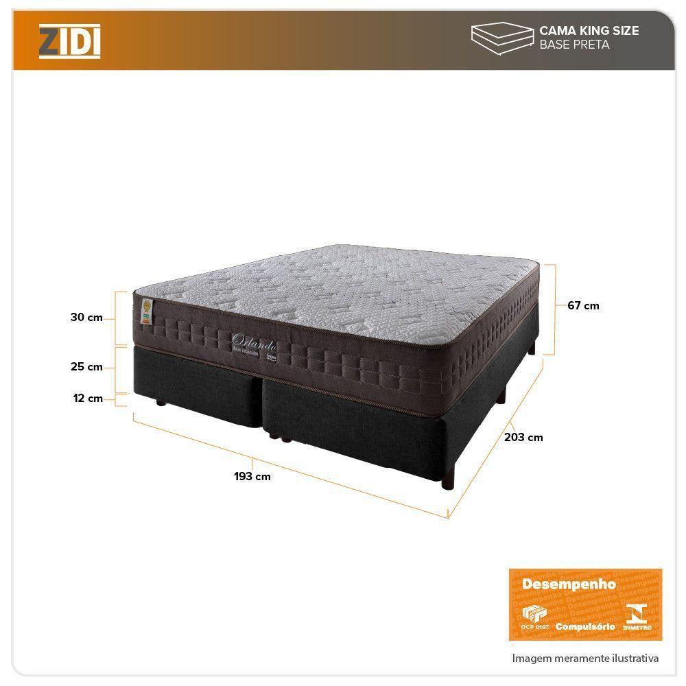 Cama Box King Preto + Colchão Molas Ensacadas Orlando 193cm - 2