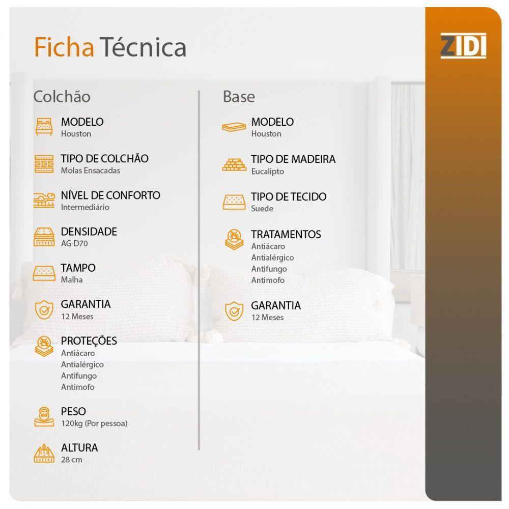 Cama Box King Preto + Colchão Molas Houston Pillow Inn 193cm - 3