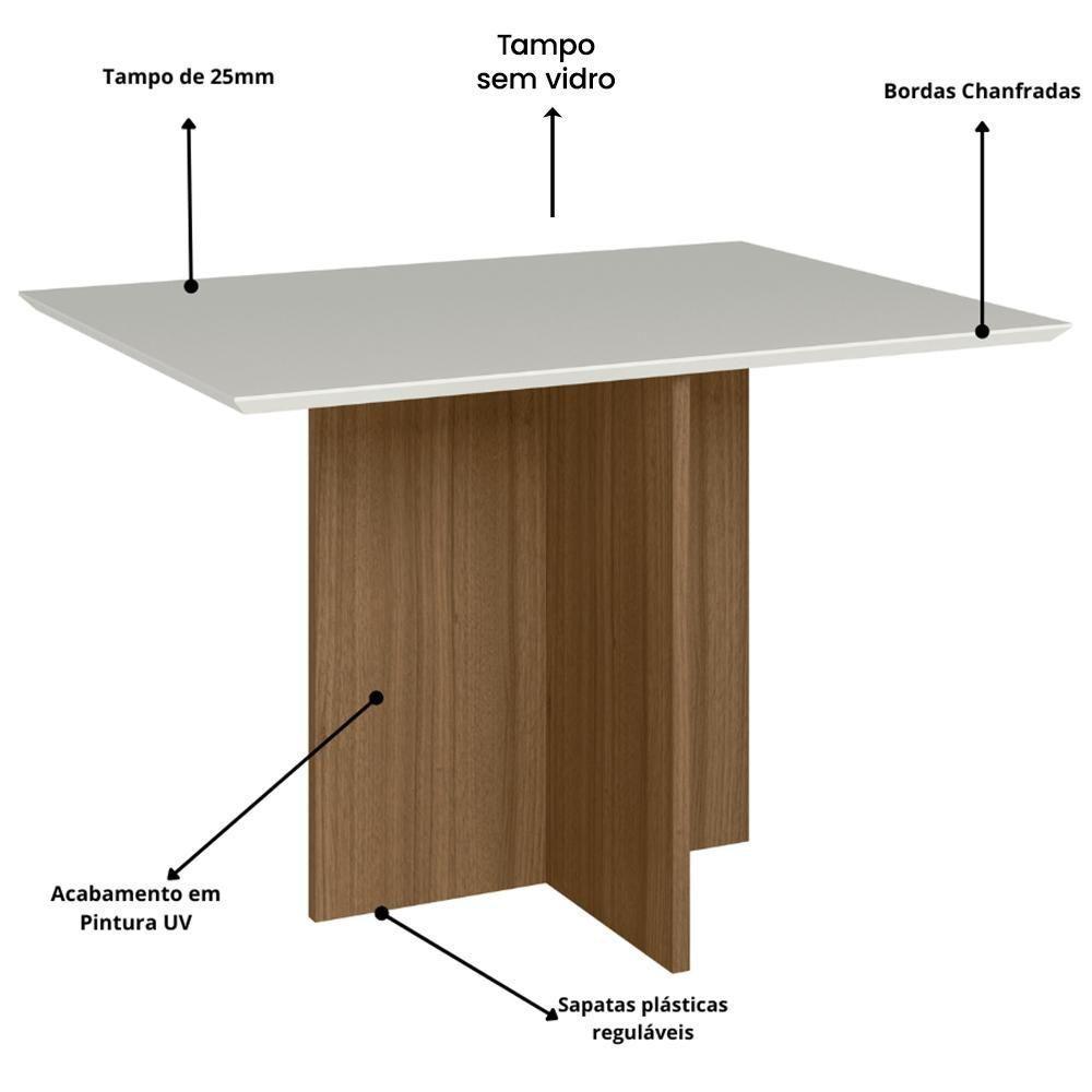 Kit Mesa De Jantar Helo Sem Vidro 120x90 Com 4 Cadeiras Josi Carvalho/off White/fendi Carvalho/off White/fendi - 5