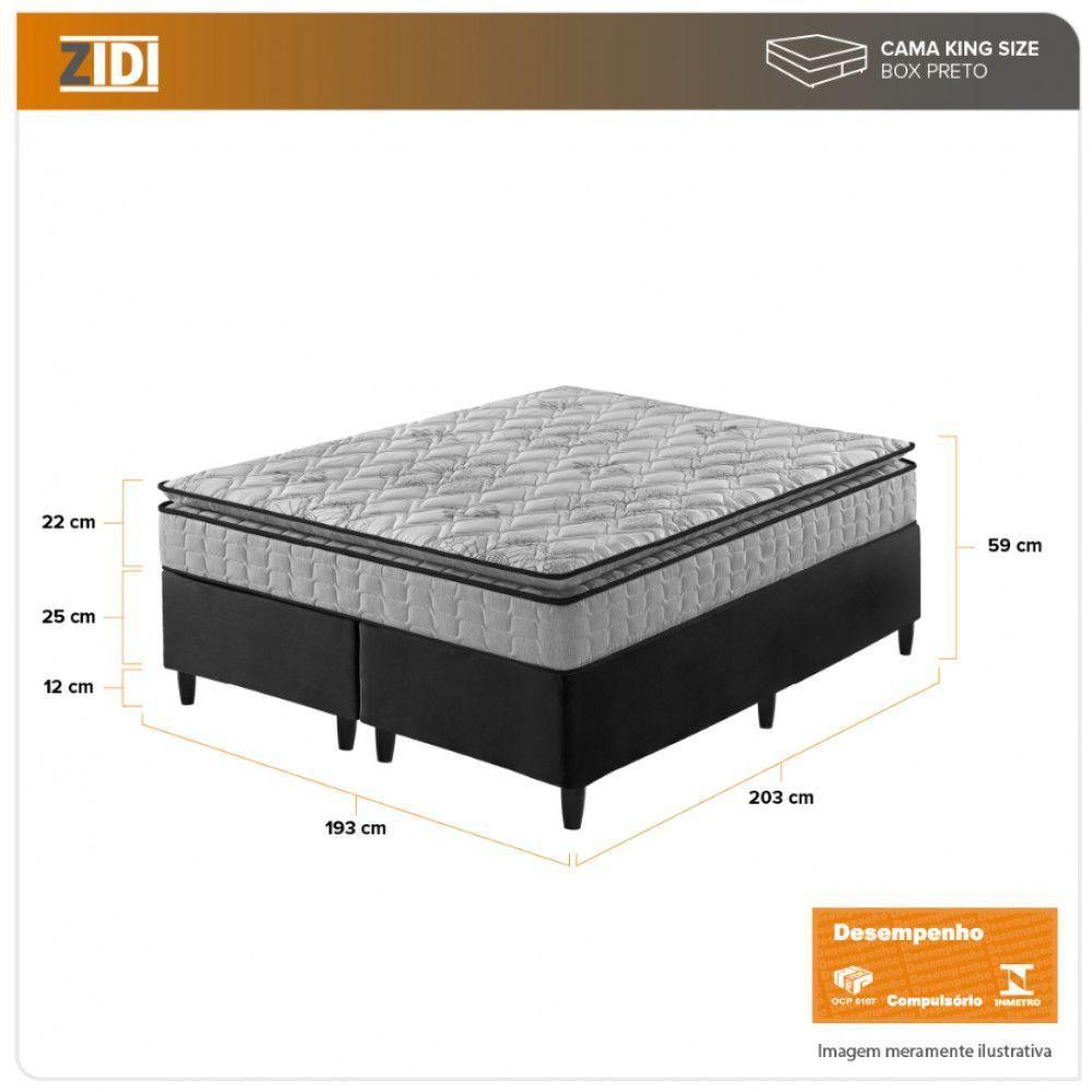 Cama Box King Preto + Colchão Ortopedico Espuma D33 Pillow - 5