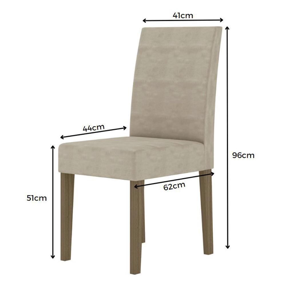 Kit Mesa De Jantar Helo Com Vidro 120x90 Com 4 Cadeiras Josi Carvalho/off White/fendi Carvalho/off White/fendi - 4