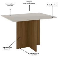 Kit Mesa De Jantar Helo Com Vidro 120x90 Com 4 Cadeiras Josi Carvalho/off White/fendi Carvalho/off White/fendi - 2