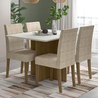 Kit Mesa De Jantar Helo Com Vidro 120x90 Com 4 Cadeiras Josi Carvalho/off White/fendi Carvalho/off White/fendi - 5