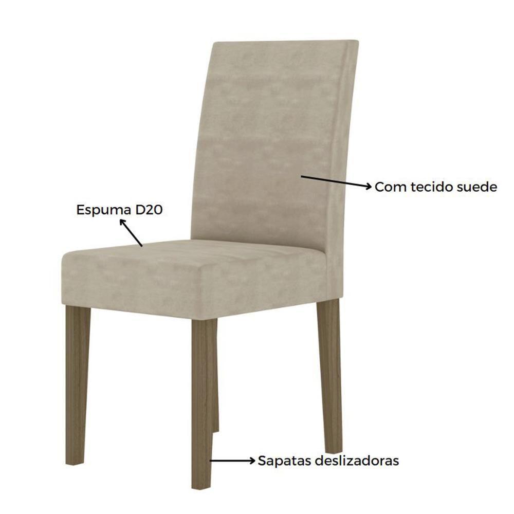 Kit Mesa De Jantar Helo Sem Vidro 120x90 Com 4 Cadeiras Josi Carvalho/fendi Carvalho/fendi - 3