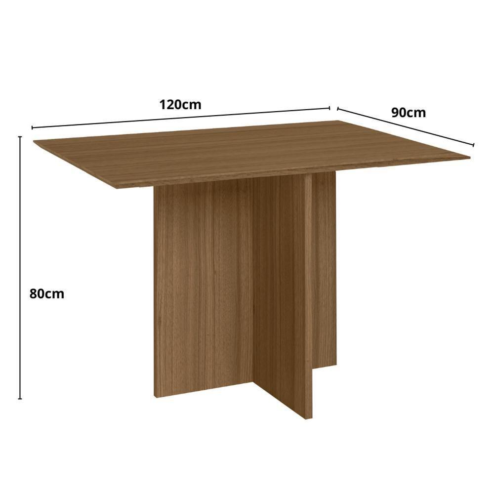 Kit Mesa De Jantar Helo Sem Vidro 120x90 Com 4 Cadeiras Josi Carvalho/fendi Carvalho/fendi - 4