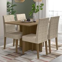 Kit Mesa De Jantar Helo Sem Vidro 120x90 Com 4 Cadeiras Josi Carvalho/fendi Carvalho/fendi - 6