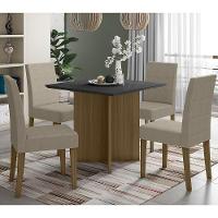 Kit Mesa De Jantar Helo Com Vidro 90x90 Com 4 Cadeiras Josi Carvalho/grafite/preto/fendi Carvalho/grafite/preto/fendi - 4