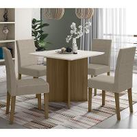 Kit Mesa De Jantar Helo Sem Vidro 90x90 Com 4 Cadeiras Josi Carvalho/off White/fendi Carvalho/off White/fendi - 4