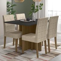 Kit Mesa De Jantar Helo Com Vidro 120x90 Com 4 Cadeiras Josi Carvalho/grafite/preto/fendi Carvalho/grafite/preto/fendi - 6