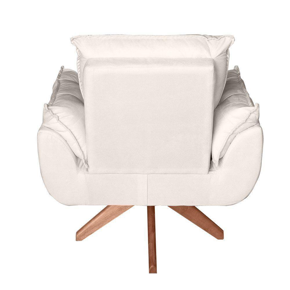 Poltrona/cadeira Decorativa Glamour Opala Com Base Giratória 30cm Em Madeira Bege - 2