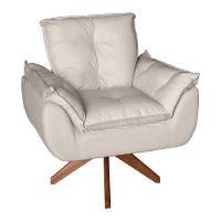 Poltrona/cadeira Decorativa Glamour Opala Com Base Giratória 30cm Em Madeira Bege - 1