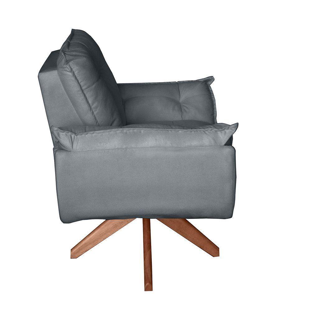 Poltrona/cadeira Decorativa Glamour Opala Com Base Giratória 30cm Em Madeira Cinza - 3