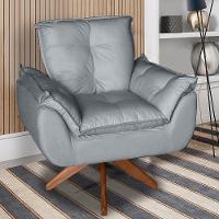 Poltrona/cadeira Decorativa Glamour Opala Com Base Giratória 30cm Em Madeira Cinza - 1