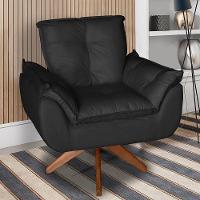 Poltrona/cadeira Decorativa Glamour Opala Com Base Giratória 30cm Em Madeira Preto - 1