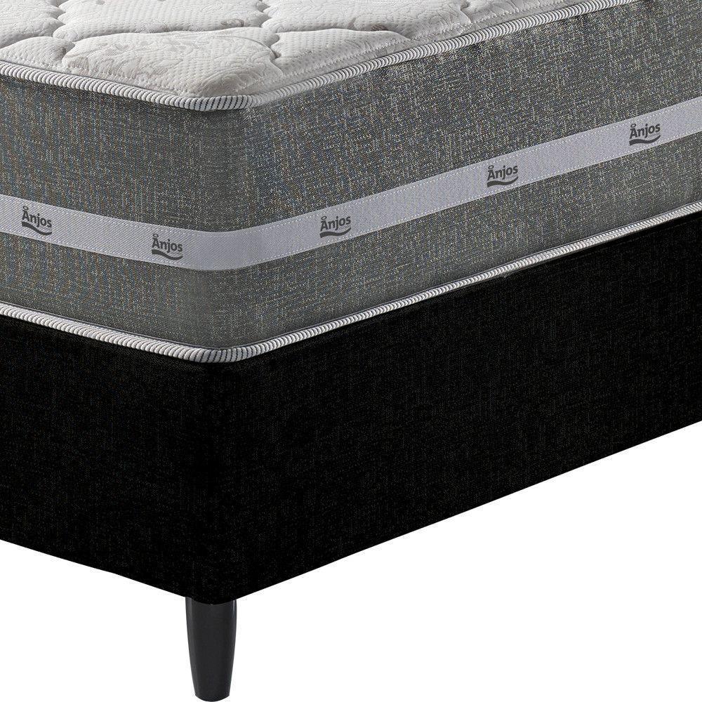Cama Box Viúva Preto + Colchão Molas Ensacadas Miami Cinza Com Preto - 5
