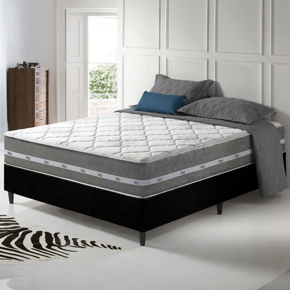 Cama Box Viúva Preto + Colchão Molas Ensacadas Miami Cinza Com Preto - 7