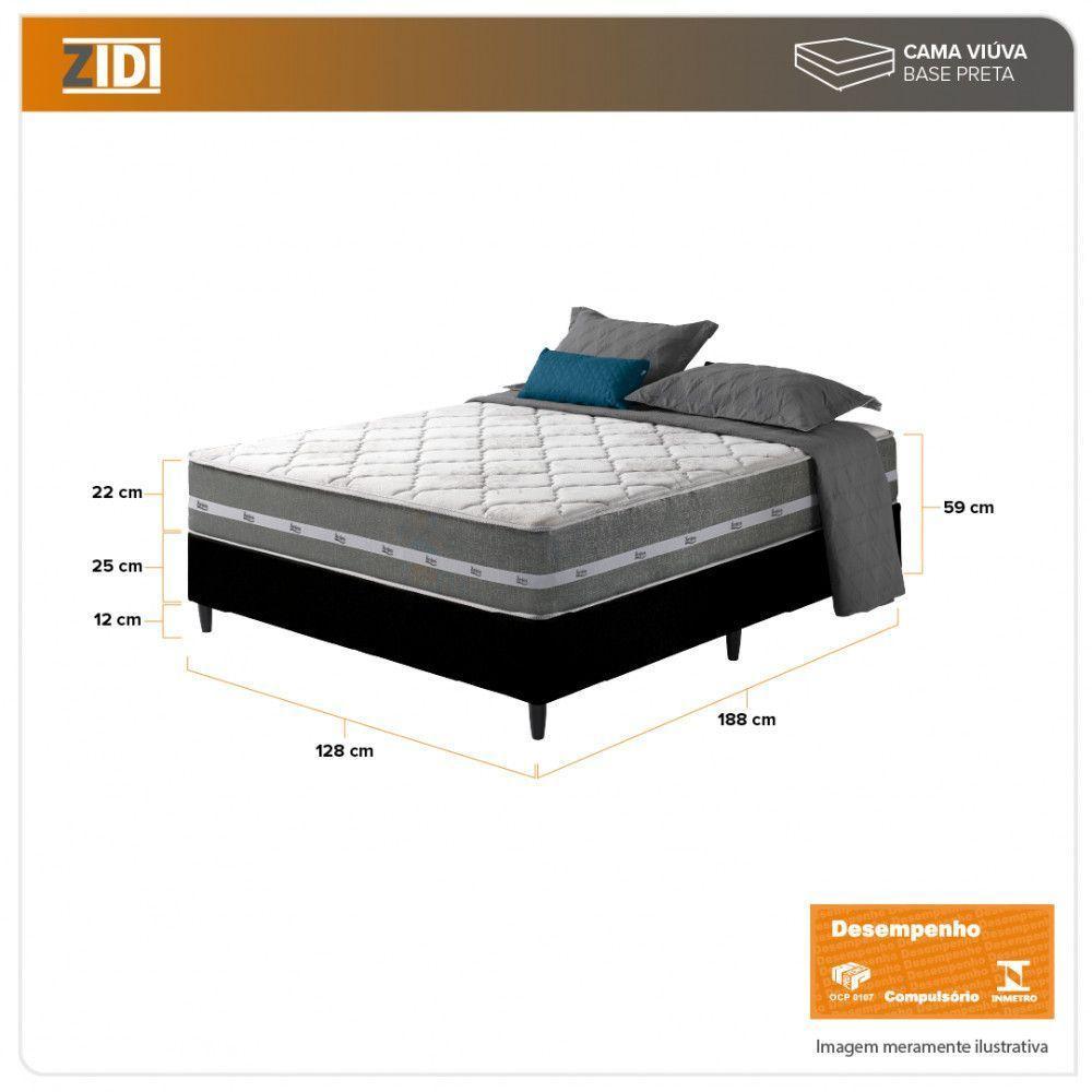 Cama Box Viúva Preto + Colchão Molas Ensacadas Miami Cinza Com Preto - 9