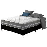 Cama Box Viúva Preto + Colchão Molas Ensacadas Miami Cinza Com Preto - 1