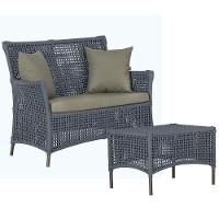 1 Sofá E Mesa Igapó Alumínio Marrom Corda Náutica E8 Trama Prata - 1