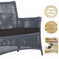 2 Sofás E Mesa Igapó Alumínio Marrom Corda Náutica E9 Trama Prata - 5