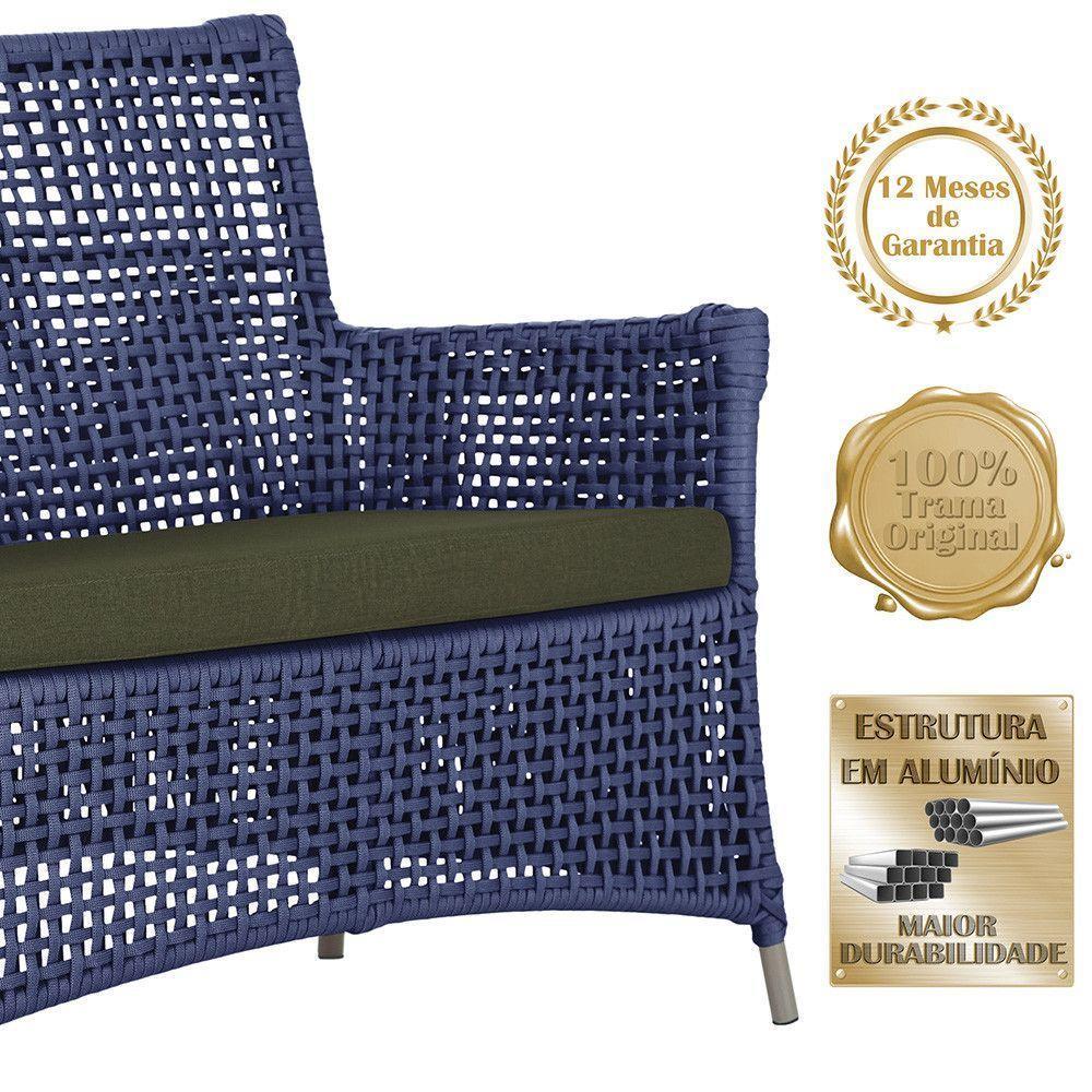 2 Sofás E Mesa Igapó Alumínio Fendi Corda Náutica E13 Trama Azul - 4