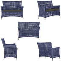 2 Sofás E Mesa Igapó Alumínio Fendi Corda Náutica E13 Trama Azul - 2