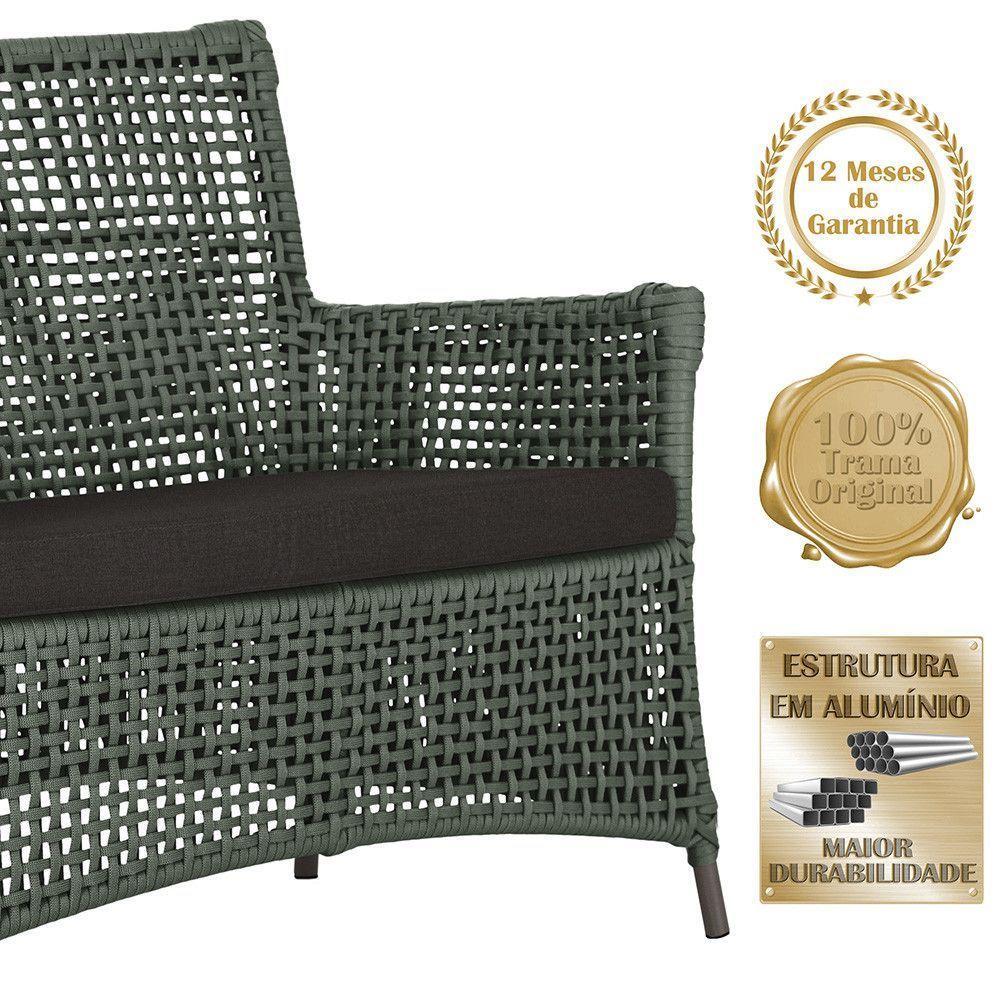 2 Sofás E Mesa Igapó Alumínio Marrom Corda Náutica E9 Trama Verde - 4