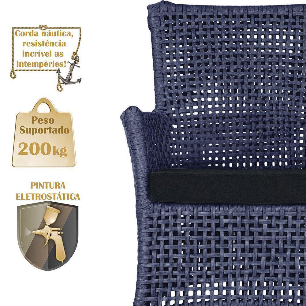 2 Sofás E Mesa Igapó Alumínio Preta Corda Náutica E12 Trama Azul - 4