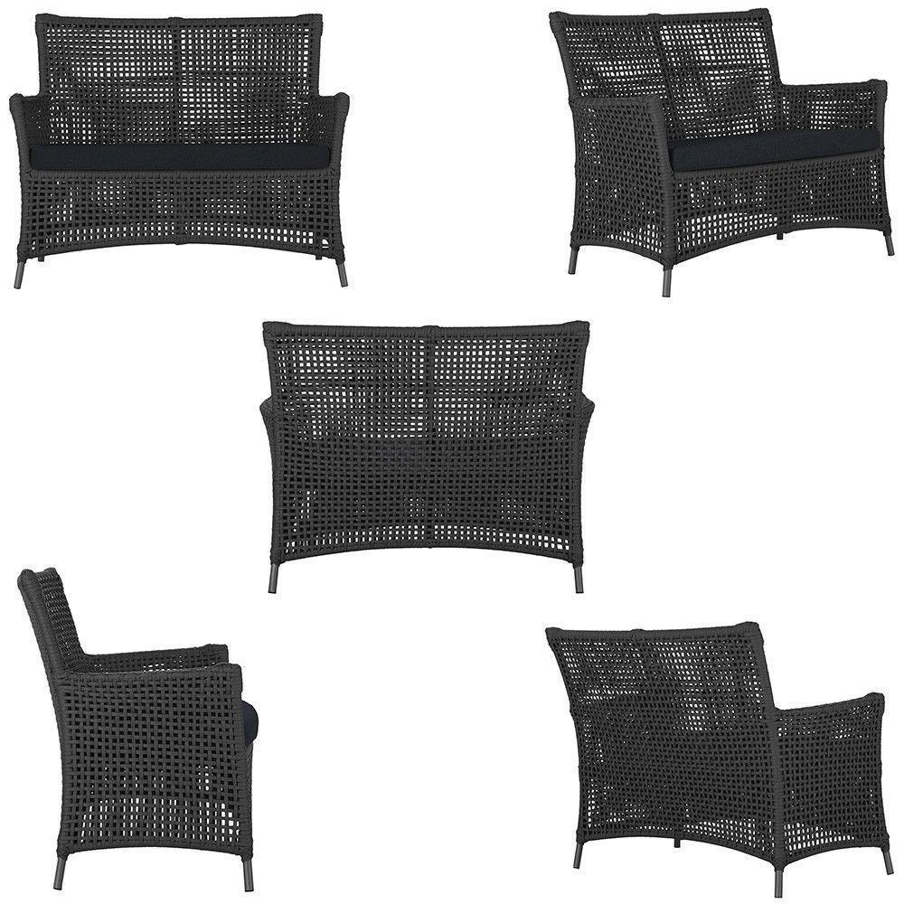 2 Sofás E Mesa Igapó Alumínio Preta Corda Náutica E12 Trama Preto - 5