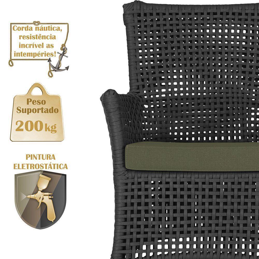 2 Sofás E Mesa Igapó Alumínio Fendi Corda Náutica E13 Trama Preto - 4