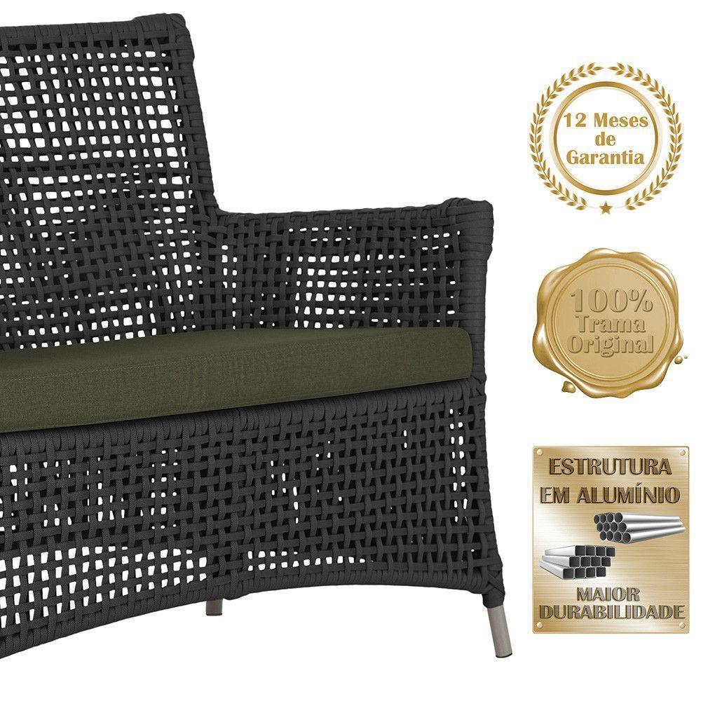 2 Sofás E Mesa Igapó Alumínio Fendi Corda Náutica E13 Trama Preto - 5