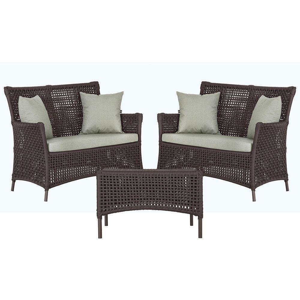 2 Sofás E Mesa Igapó Alumínio Marrom Corda Náutica E3 Trama Marrom - 1