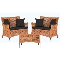 2 Sofás E Mesa Igapó Alumínio Marrom Corda Náutica E9 Trama Terra Cota - 1