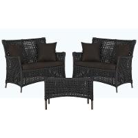 2 Sofás E Mesa Igapó Alumínio Marrom Corda Náutica E9 Trama Preto - 1