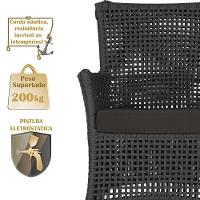 2 Sofás E Mesa Igapó Alumínio Marrom Corda Náutica E9 Trama Preto - 2