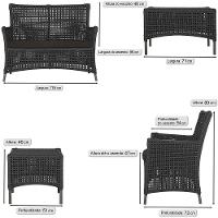 2 Sofás E Mesa Igapó Alumínio Marrom Corda Náutica E9 Trama Preto