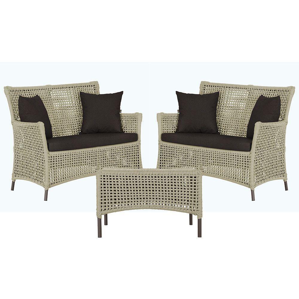 2 Sofás E Mesa Igapó Alumínio Marrom Corda Náutica E9 Trama Rami - 1