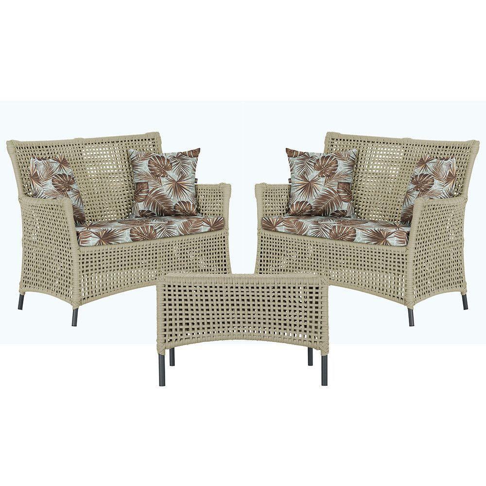 2 Sofás E Mesa Igapó Alumínio Preta Corda Náutica E6 Trama Rami - 1