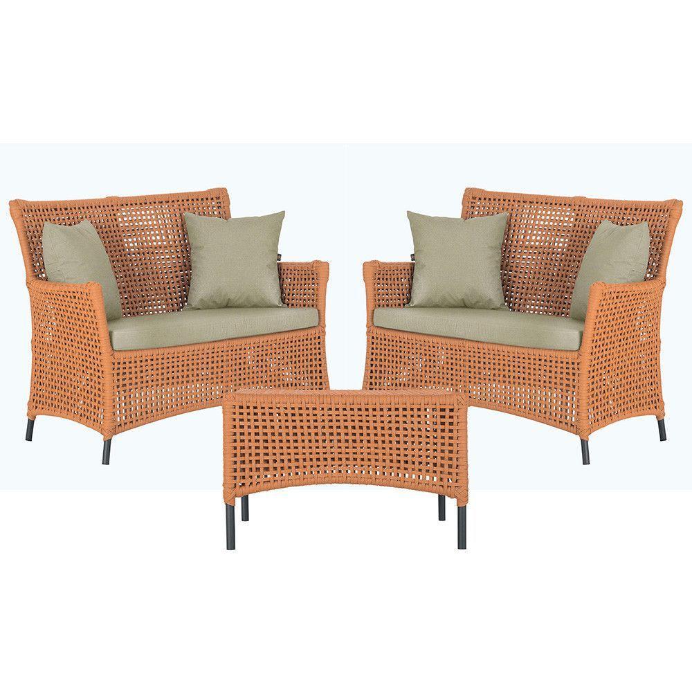 2 Sofás E Mesa Igapó Alumínio Preta Corda Náutica E7 Trama Terra Cota - 1