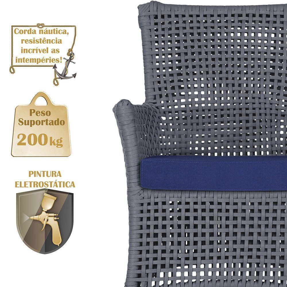 2 Sofás E Mesa Igapó Alumínio Fendi Corda Náutica E10 Trama Prata - 4